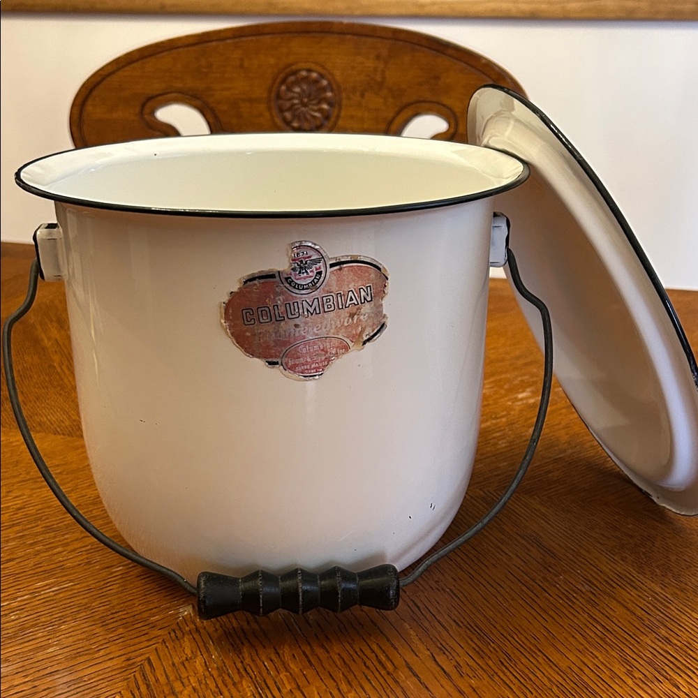 Vintage Columbian White Enamelware with Logo